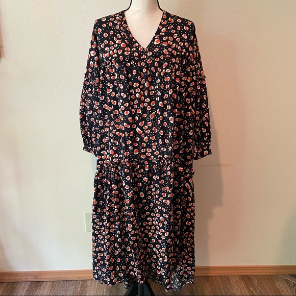WhoWhatWear High Low Leopard Print Long Sleeve Dress - Picture 2 of 8